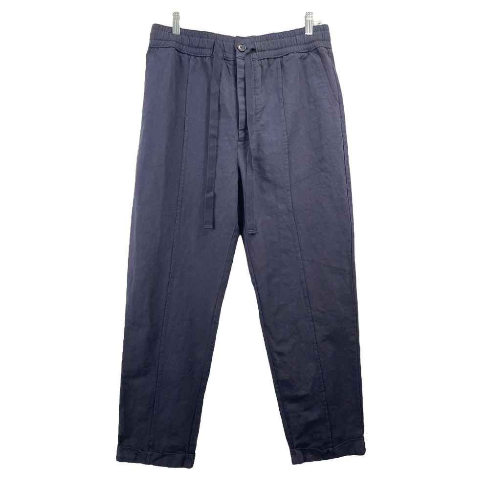 NEW‎ Alex Mill Sam linen blend pull on pants Size 10 navy blue